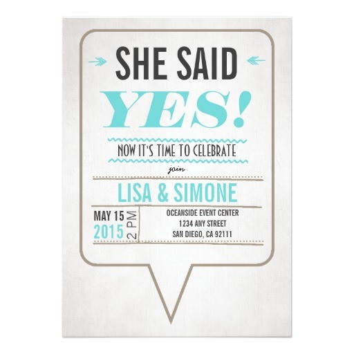 Lesbian Wedding Invitations Wording She Said Yes Lesbian Wedding Invitation Zazzle