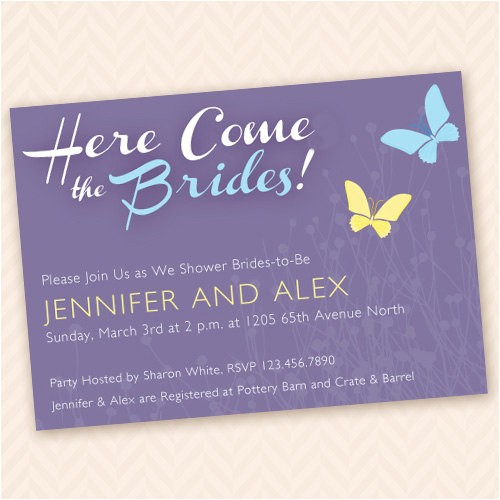 Lesbian Wedding Shower Invitations Lesbian Bridal Shower Invitation Here Come the Brides and