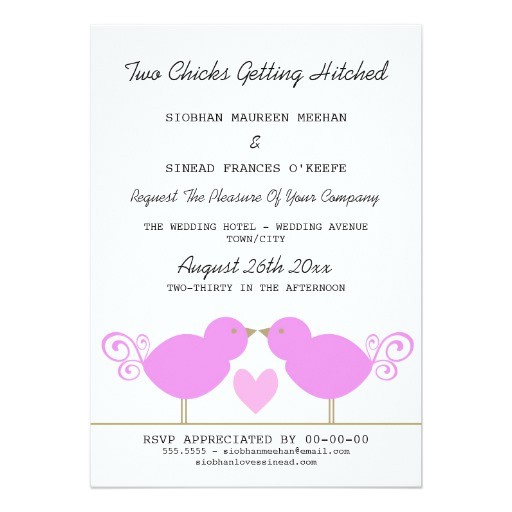 Lesbian Wedding Shower Invitations Two Chicks Getting Hitched Lesbian Wedding Custom Invitation