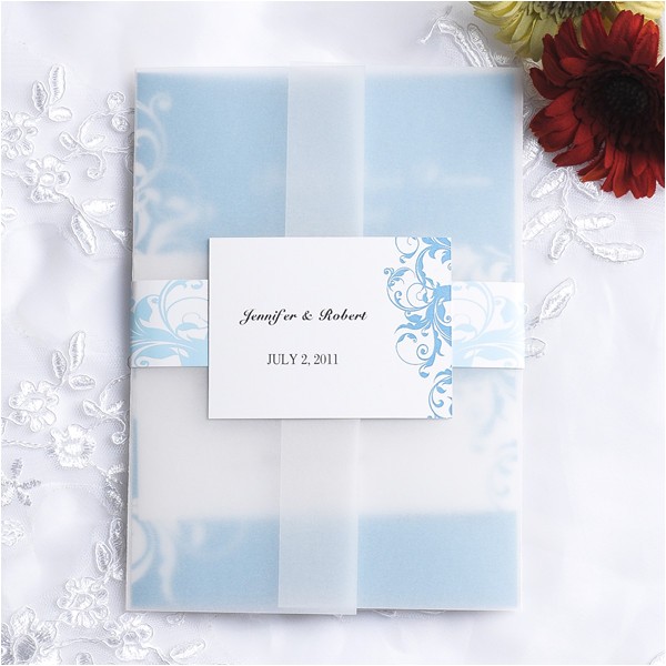 Light In the Box Wedding Invitations Vintage Light Blue Damask Pocket Wedding Invitations
