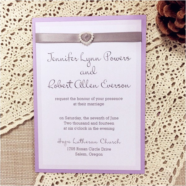 Lilac and Silver Wedding Invitations Affordable Pearl Silver Ribbon Lilac Layered Wedding Cards