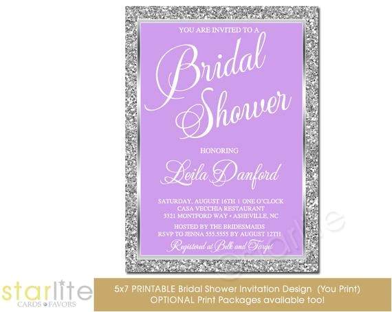 Lilac and Silver Wedding Invitations Lavender Silver Bridal Shower Invitation Lilac and Silver