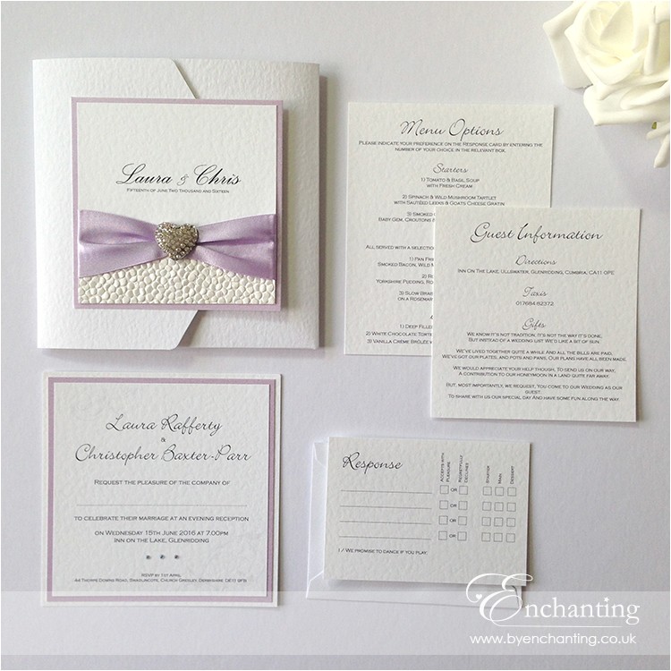 Lilac and Silver Wedding Invitations Lilac Wedding Invitations with Pebble Pap with Blush Pink