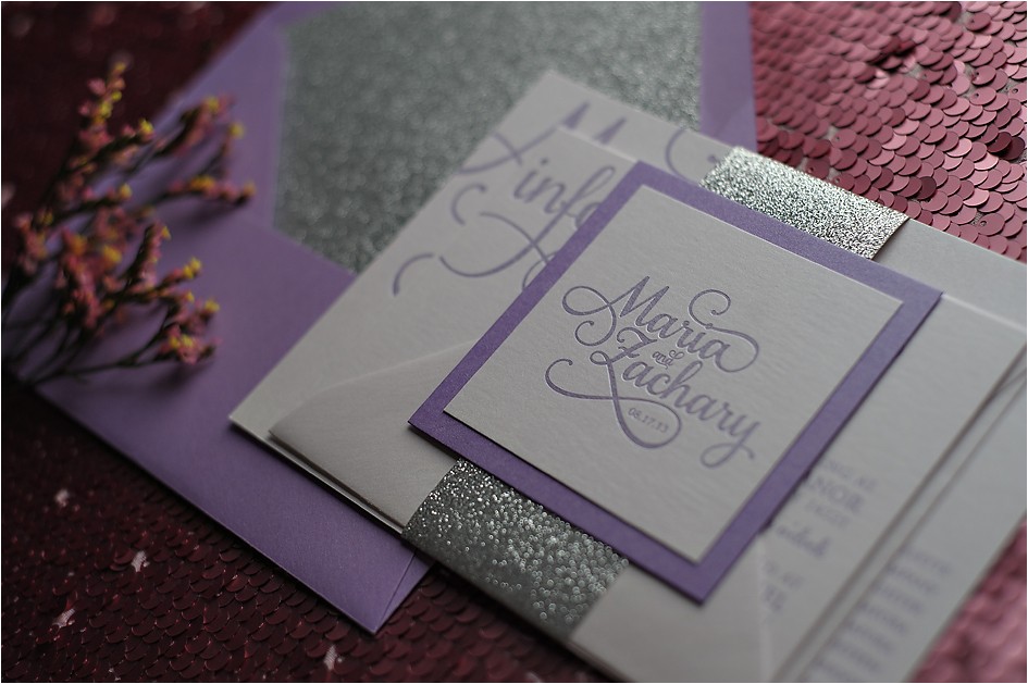 Lilac and Silver Wedding Invitations Real Wedding Maria and Zachary Lavender and Silver
