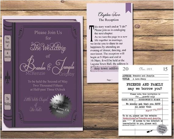 Literary themed Wedding Invitations the Literary Wedding Book and Library by thefrogandthepeach