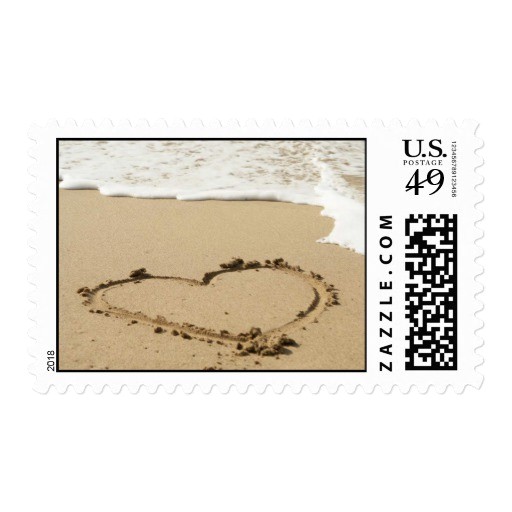 Love Stamps for Wedding Invitations Love Heart Beach Wedding Invitation Stamp Zazzle