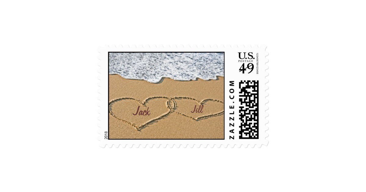 Love Stamps for Wedding Invitations Love Heart Beach Wedding Invitation Stamp Zazzle