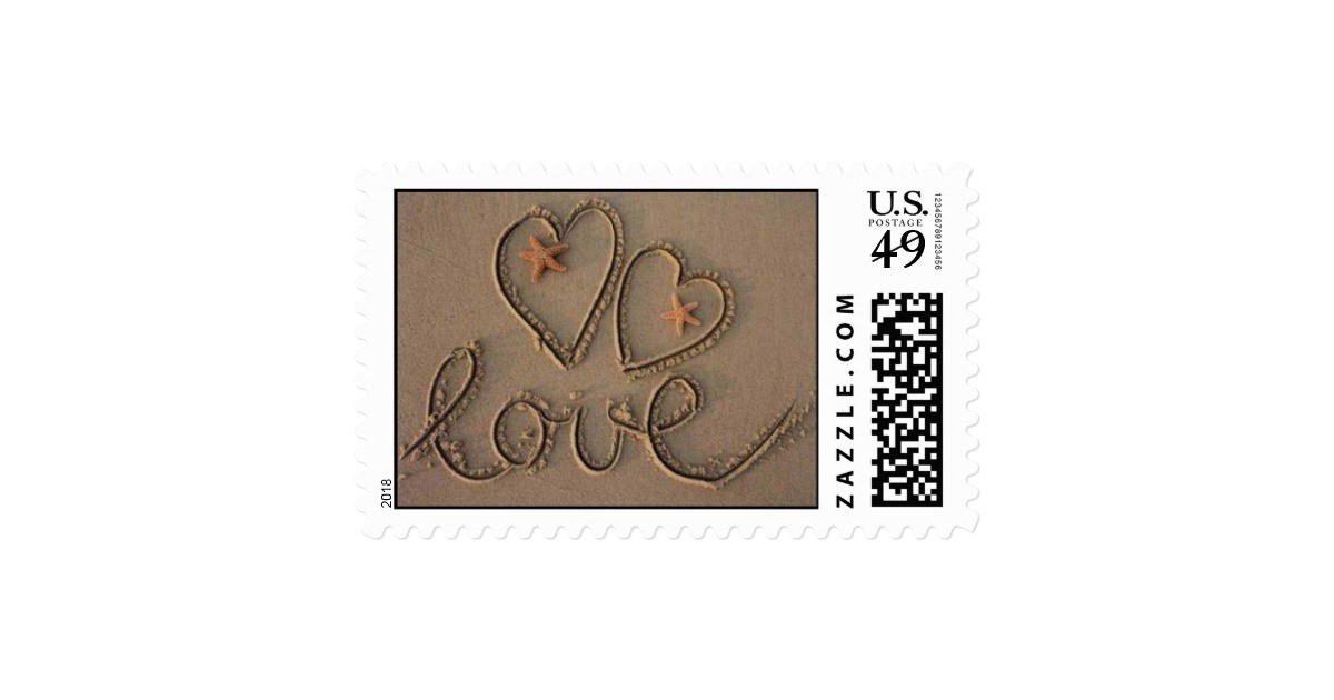 Love Stamps for Wedding Invitations Love Heart Beach Wedding Invitation Stamp Zazzle