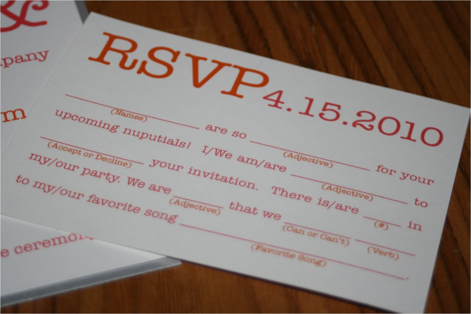 Mad Lib Wedding Invitation Ten Fun Wedding Mad Libs to Work Into Your Wedding