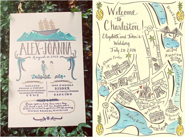 Map Cards for Wedding Invitations Greet Your Guests with Gusto Custom Illustrated