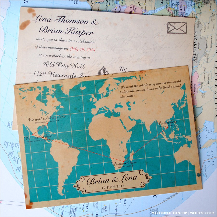 Map Cards for Wedding Invitations Vintage Map Wedding Invites Wedfest