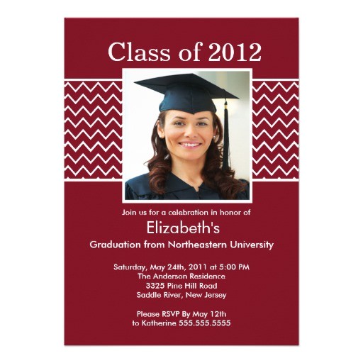 Maroon and White Graduation Invitations Chevron Photo Graduation Invitation Maroon White 5 Quot X 7