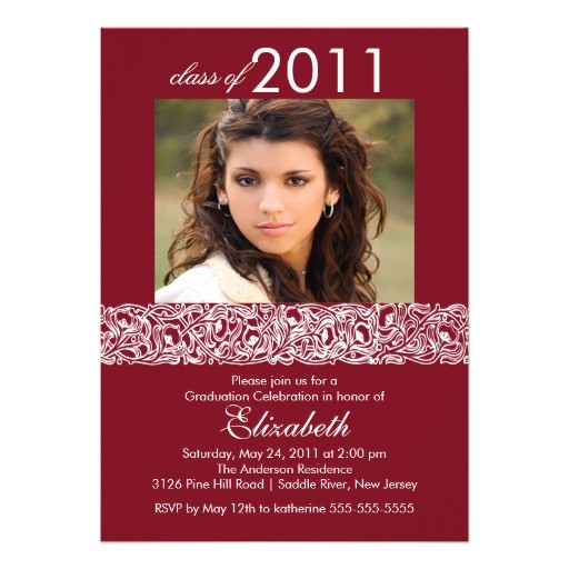 Maroon and White Graduation Invitations Maroon White Photo Graduation Invitation 5 Quot X 7