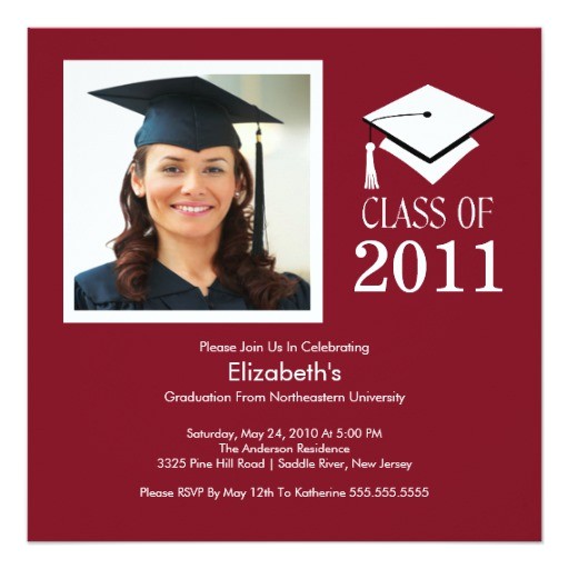 Maroon and White Graduation Invitations Photo Graduation Invitation Classy Maroon White Zazzle