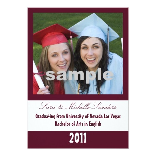 Maroon and White Graduation Invitations Simply Maroon and White Vertical Graduation Card