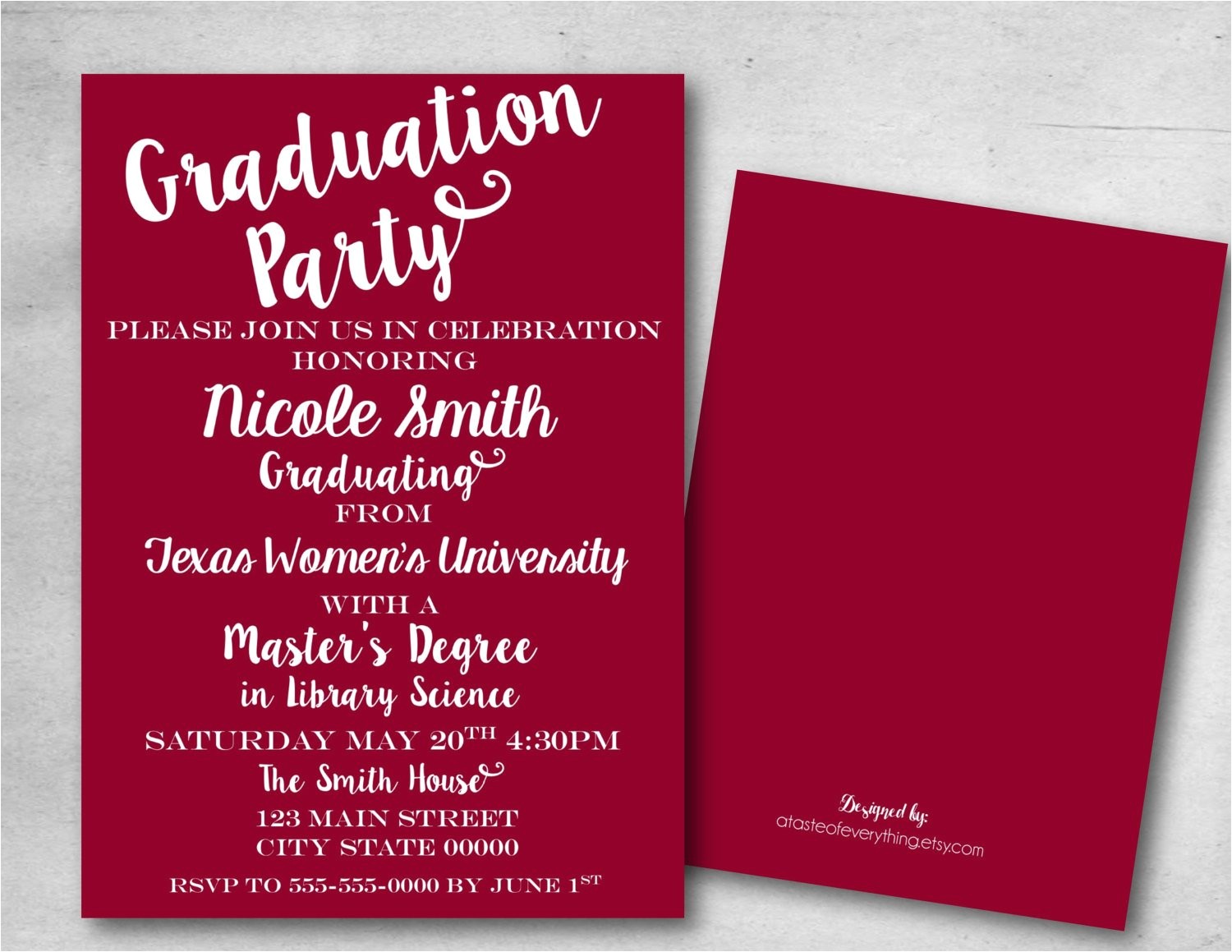 Masters Degree Graduation Party Invitations Graduation Party Invitation Save the Date College Masters Diy