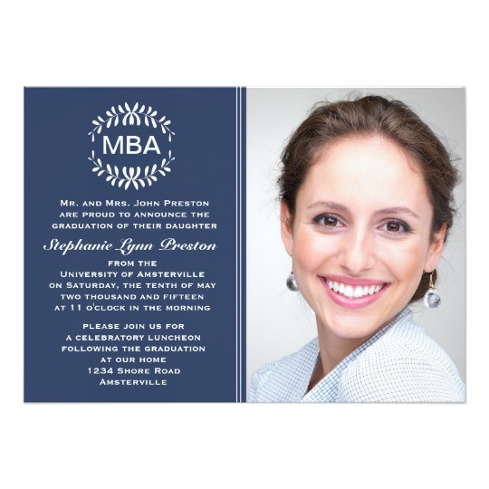Mba Graduation Party Invitations Laurel Branches Photo Graduation Invitation Anno Zazzle
