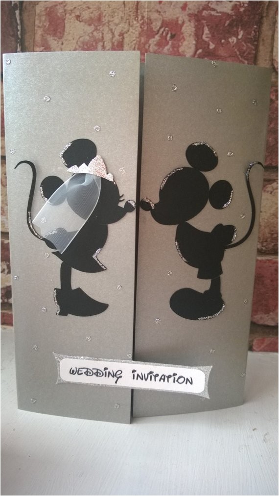 Mickey and Minnie Wedding Invitations Minnie Mickey Mouse Wedding Card Invitation by