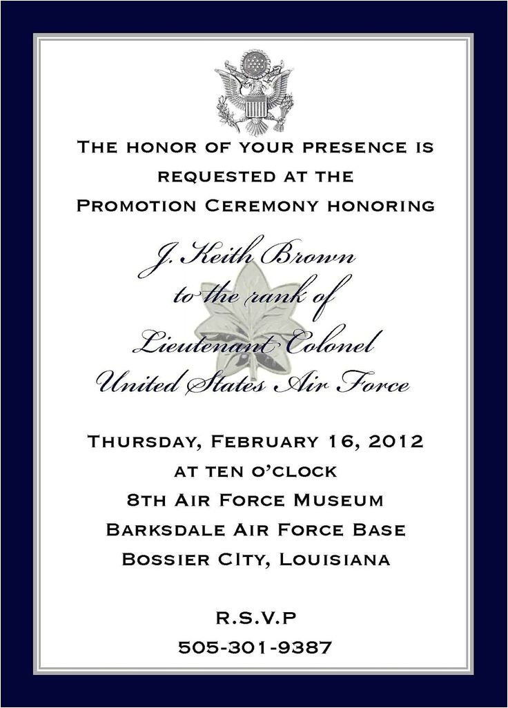Military Wedding Invitation Wording Samples Custom Listing J K Brown Military Promotion Invitations