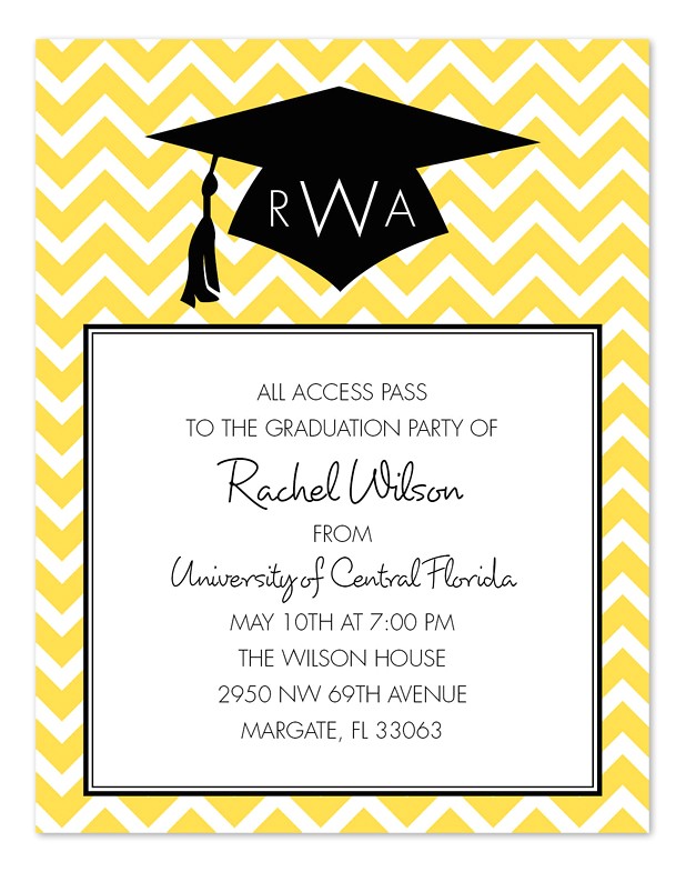 Monogram Graduation Invitations Grad Chevron Monogram Graduation Announcements by
