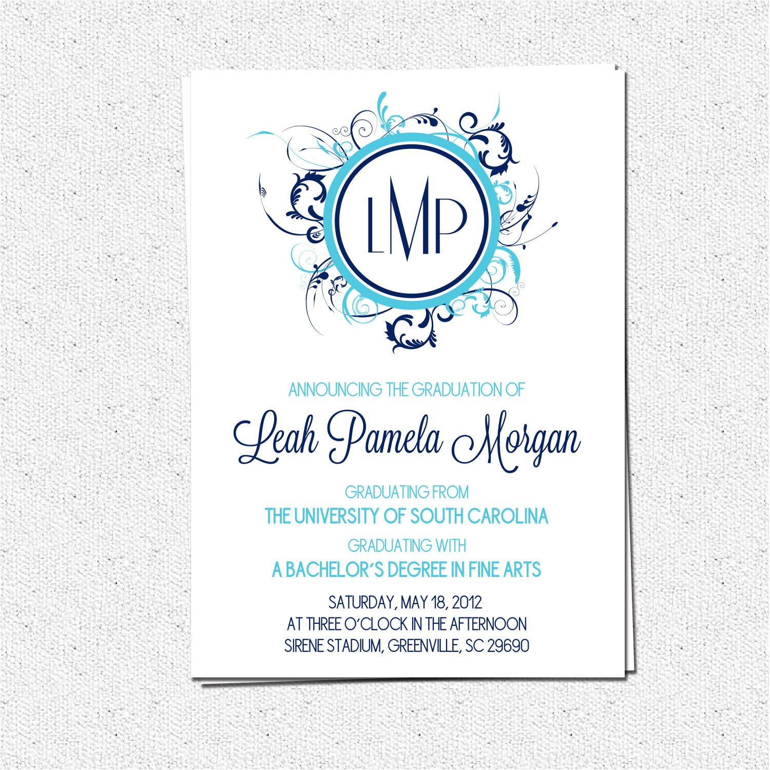 Monogram Graduation Invitations Graduation Announcement Invitations Modern Floral