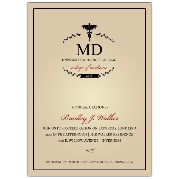 Monogram Graduation Invitations Monogram Medical Degree Graduation Invitations Paperstyle