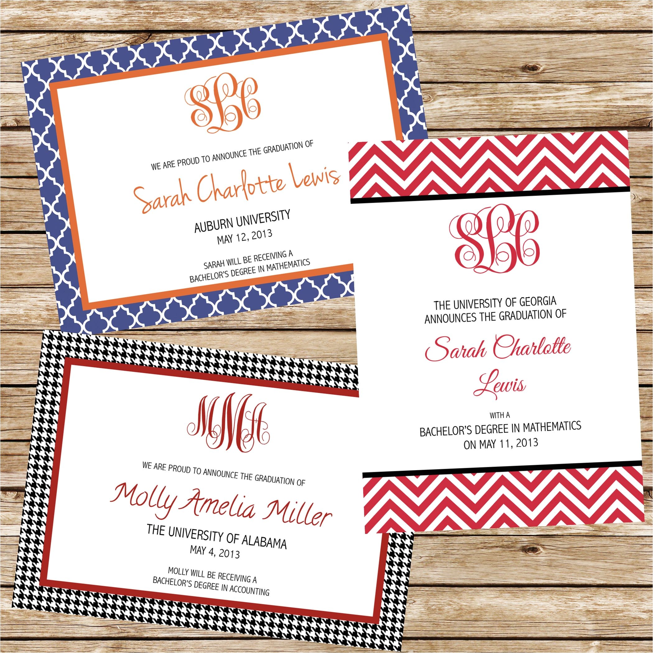 Monogram Graduation Invitations Monogrammed College Graduation Announcements Can Be
