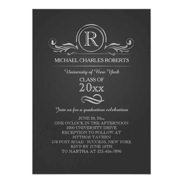 Monogram Graduation Invitations Personalized Monogram Graduation Invitations