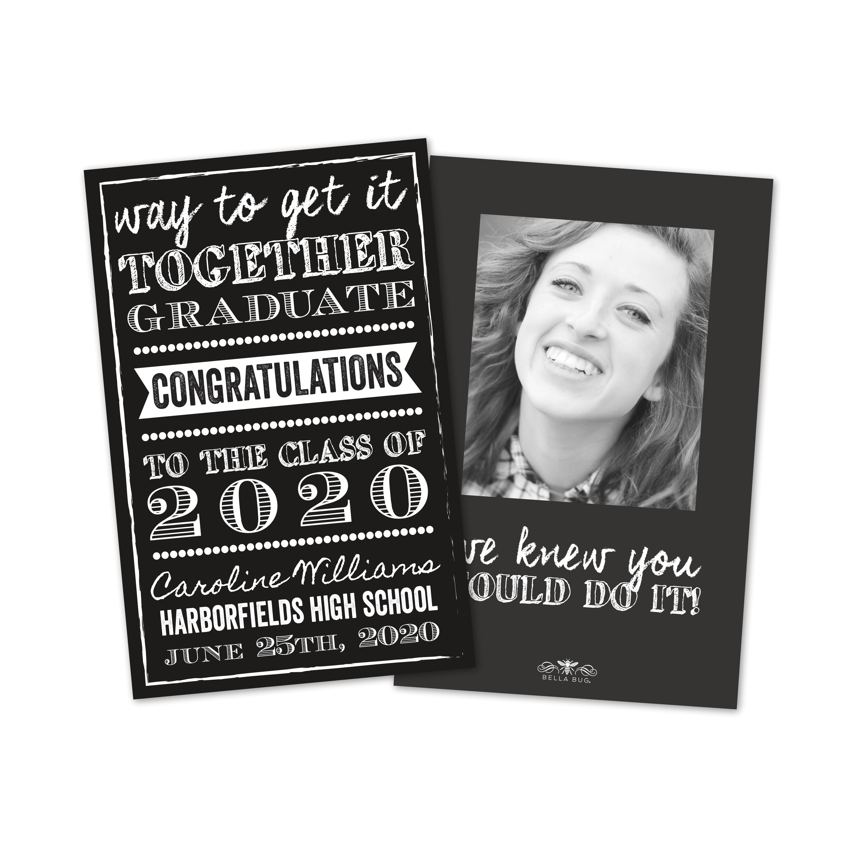 Monogrammed Graduation Invitations Black and White Personalized Graduation Announcement