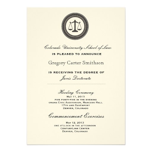 Monogrammed Graduation Invitations Personalized Law School Graduation Announcements Zazzle