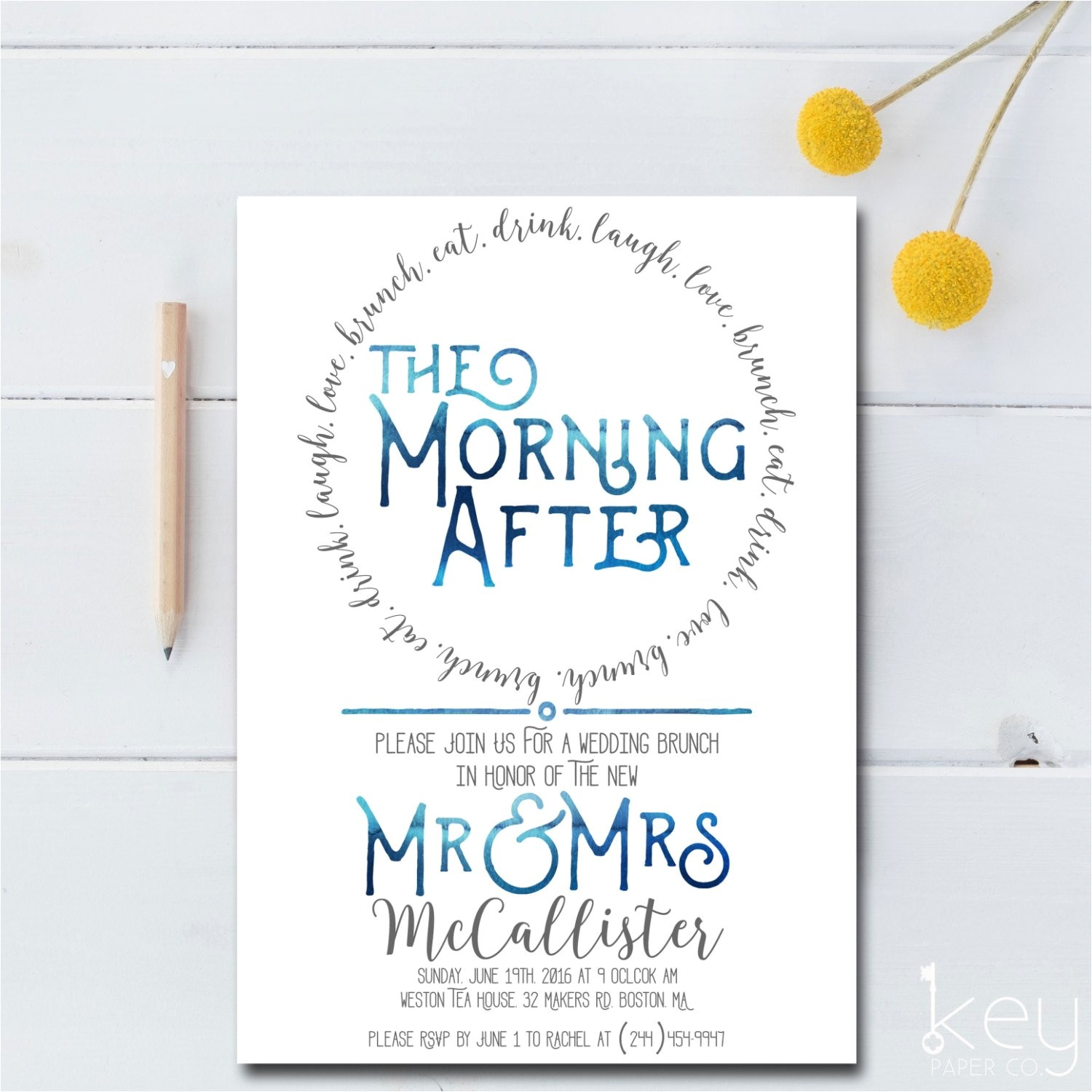 Morning Wedding Invitations Post Wedding Brunch Invitation Printable the Morning after