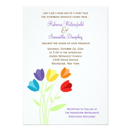 Multi Color Wedding Invitations Tulip Multi Color Rainbow Wedding Invitation Zazzle Com