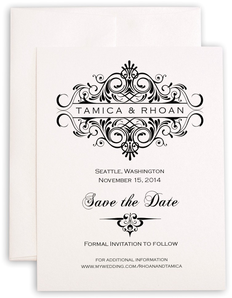 My Wedding Com Invitations Accordion Vintage Monogram Save the Date Cards Wedding