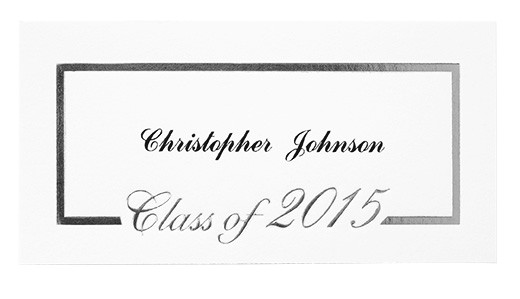 Name Cards for Graduation Invitations Sy15 Foil Border Name Card Silver