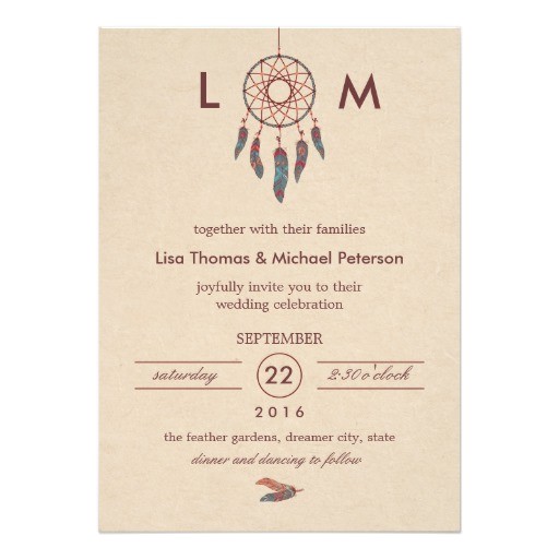 Native American Wedding Invitations Dream Catcher Wedding Invitation 5 Quot X 7 Quot Invitation Card