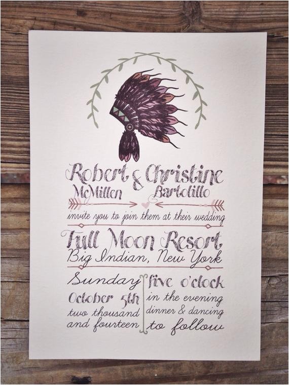 Native American Wedding Invitations Native American Headdress Wedding Invitation by