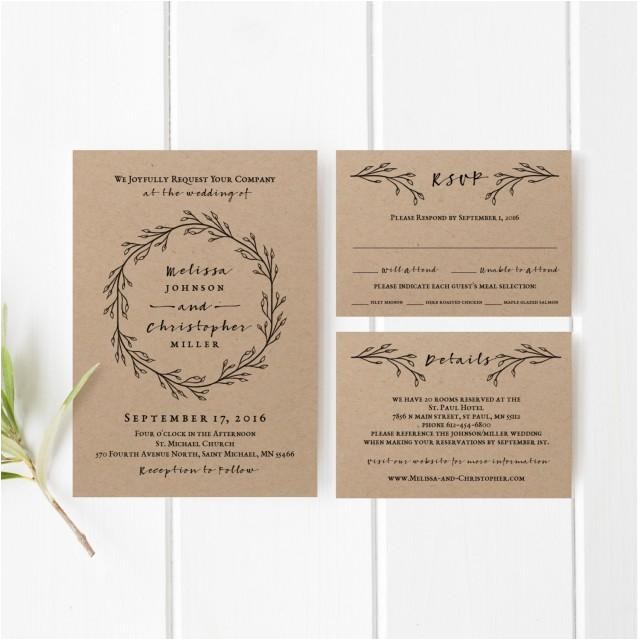 Natural Paper Wedding Invitations Printable Wedding Invitation Template Set 2463647 Weddbook