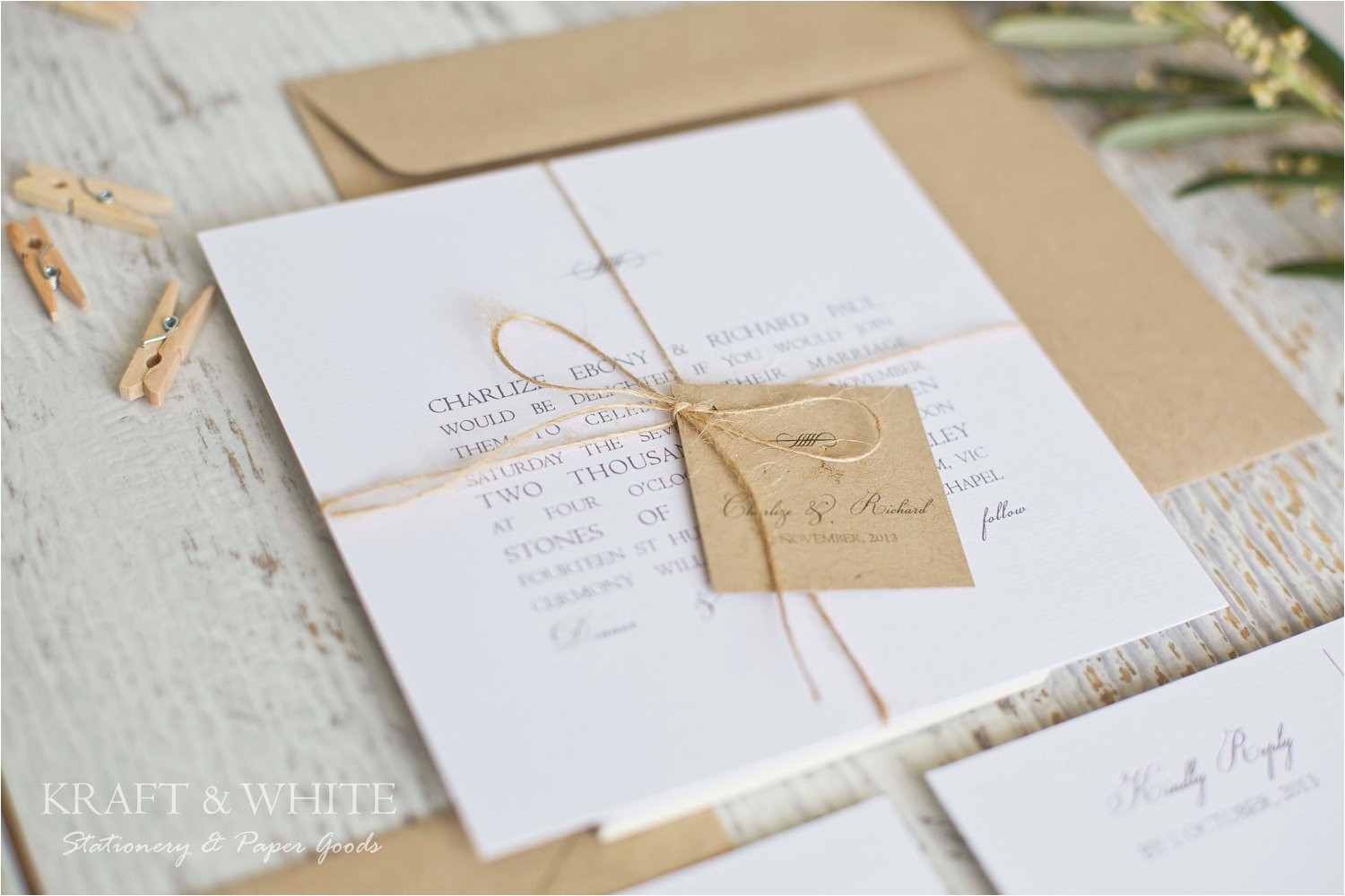 Natural Paper Wedding Invitations Sample Design 5 Simplistic Natural Twine organic Wedding