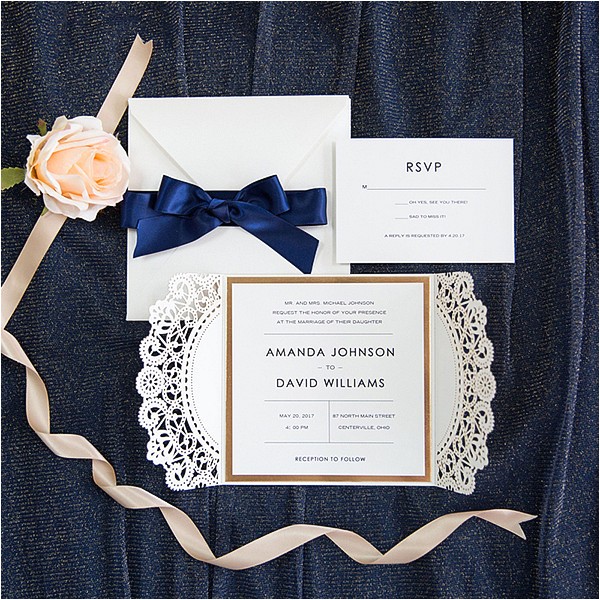 Navy Blue and Rose Gold Wedding Invitations Elegant Rose Gold and Navy Blue Glitter Wedding