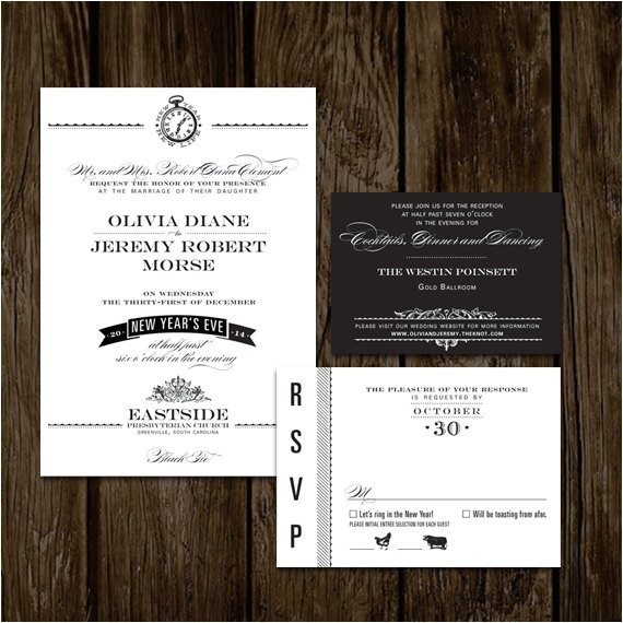 New Years Eve Wedding Invitations Wording Items Similar to New Years Eve Wedding Invitations On Etsy
