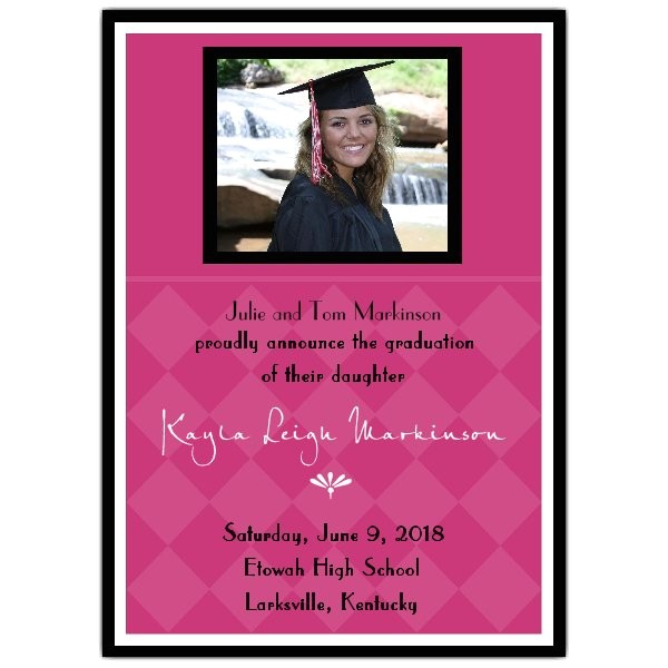 Non Photo Graduation Invitations Argyle Pink Graduation Photo Announcements Paperstyle