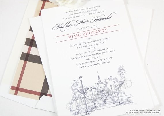 Ohio State Graduation Party Invitations Miami University Ohio Graduation Announcements Grad Party