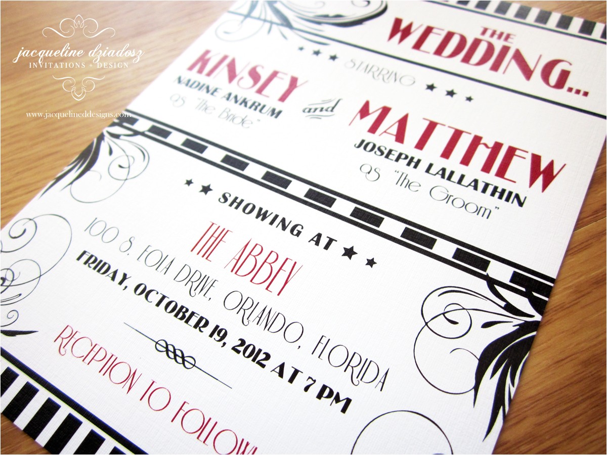Old Hollywood themed Wedding Invitations Kinsey Matthew 39 S Old Hollywood Wedding Invitations