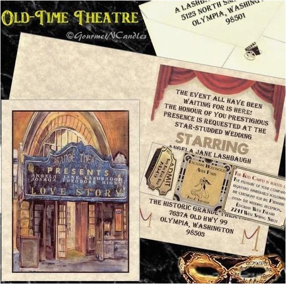 Old Hollywood themed Wedding Invitations Qty 50 Vintage theatre Movie Old Hollywood Glamour Wedding
