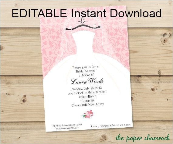Online Editable Wedding Invitation Cards Free Download Bridal Shower Invitations Free Editable Bridal Shower