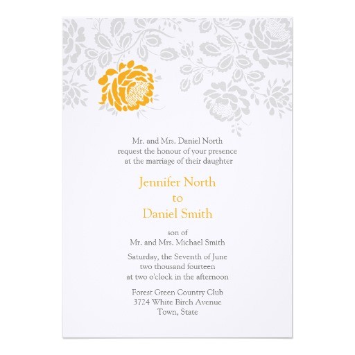 Orange and Grey Wedding Invitations Damask Wedding Invitations orange and Gray Zazzle