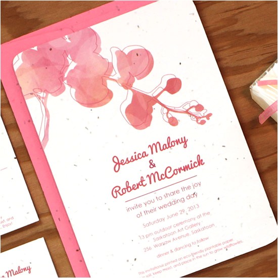 Orchid Wedding Invitation Kits Plantable Watercolor orchids Wedding Invitation