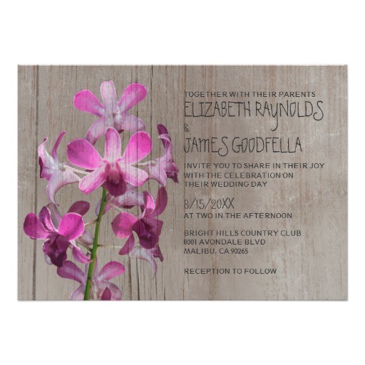 Orchid Wedding Invitation Kits Rustic orchid Wedding Invitations 5 Quot X 7 Quot Invitation Card
