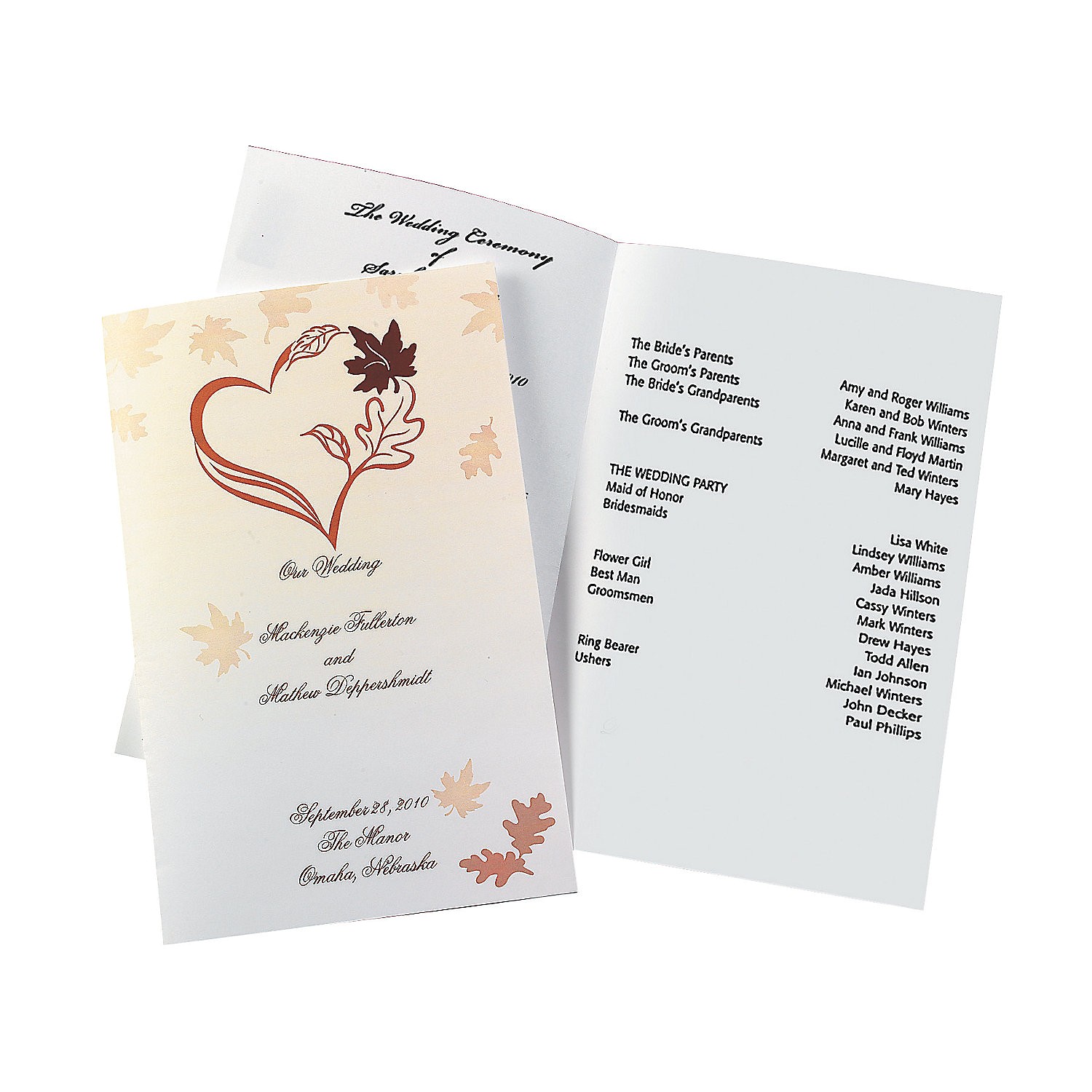 Oriental Trading Company Wedding Invitations Fall Wedding Programs oriental Trading