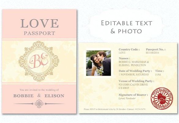 Passport Wedding Invitation Template 16 Passport Invitation Templates Free Sample Example